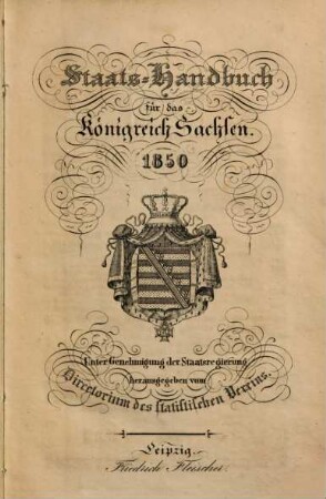 Staatshandbuch für den Freistaat Sachsen, 1850