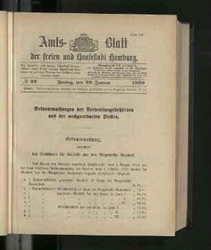 No. 22, 30. Januar 1920