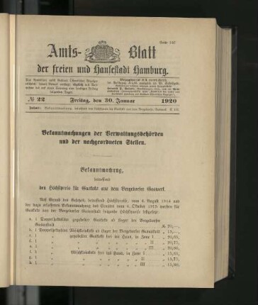 No. 22, 30. Januar 1920