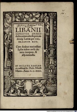 Libanii Sophistae Graeci declamatiunculae aliquot