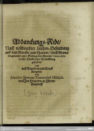 Abdankung : Abdanckungs-Rede