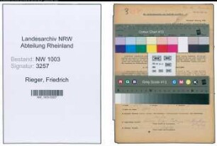 Entnazifizierung Friedrich Rieger , geb. 18.12.1886 (Gewerbetreibender)
