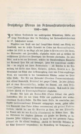 388-400 Dreijährige Wirren im Prämonstratenserorden 1666-1669