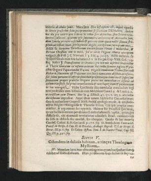 Sectio V. Ostendens in deliciis habitam, utrinque Theologiam Mysticam.