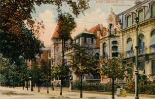 Postkartenalbum mit Motiven von Karlsruhe. "Karlsruhe in Baden. Westendstraße"