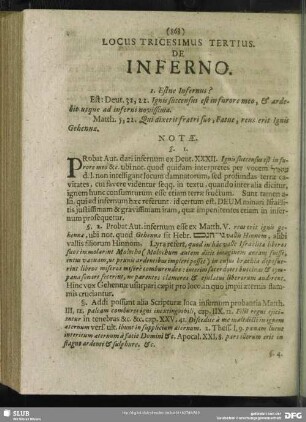 Locus Trigesimus Tertius. De Inferno