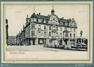 Die Westseite des Rathausplatzes (seit 1903 Chemnitzer Platz) in Dresden-Plauen