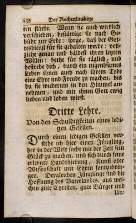 258-271, Dritte Lehre. Von den Schuldigkeiten eines ledigen Gesellen