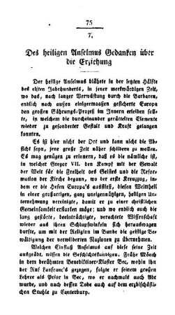 Des heiligen Anselmus Gedanken über die Erziehung