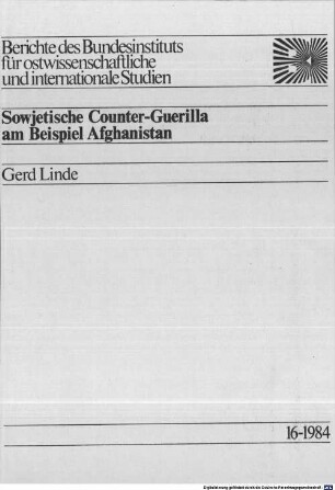 Sowjetische Counter-Guerilla am Beispiel Afghanistan