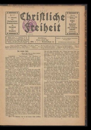 Christliche Freiheit / 38. Jahrgang 1922
