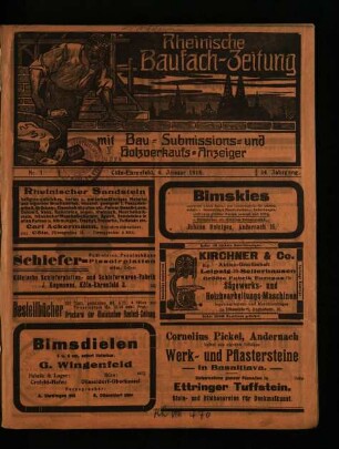 Rheinische Baufach-Zeitung / 34. Jahrgang 1918 (unvollständig)