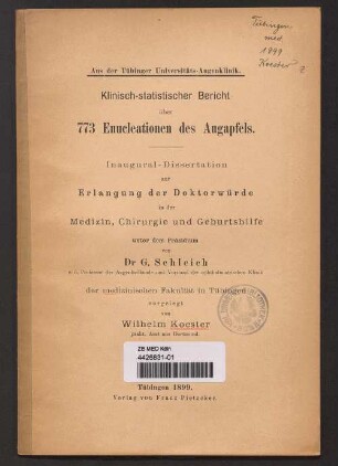 Klinisch-statistischer Bericht über 773 Enucleationen des Augapfels