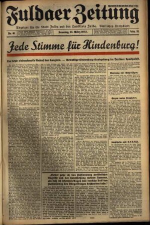 Erste Ausgabe vom Sonntag, den 13. März 1932.