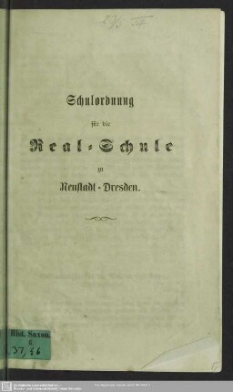 Schulordnung für die Real-Schule zu Neustadt-Dresden