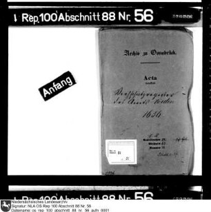 Viehschatzregister des Amts Vörden (ohne Viehbestand)