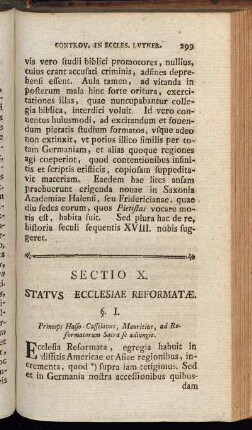 Sectio X. Status Ecclesiae Reformatæ.