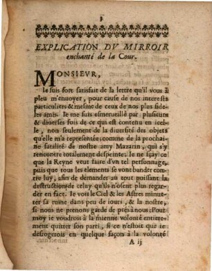 Explication du miroir enchanté de la cour