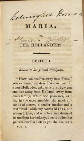 Maria; or, The Hollanders : in three volumes, 1