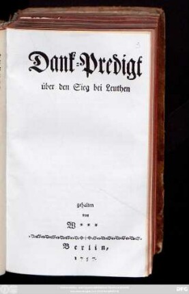 Dank-Predigt über den Sieg bei Leuthen