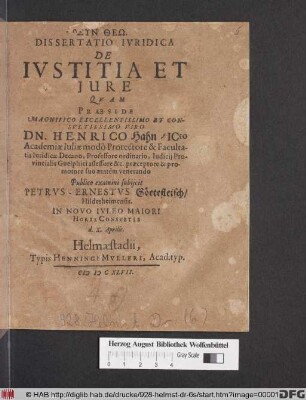 Dissertatio Iuridica De Iustitia Et Iure