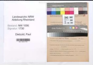 Entnazifizierung Paul Dietzold , geb. 22.05.1910 ()