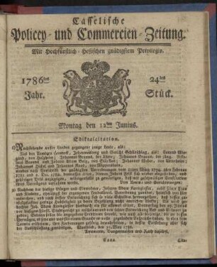 24tes Stueck, Montag den 12ten Junius. 1786