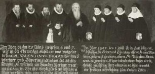 Familienbildnis des ersten von Luther berufenen Pfarrers von Döbeln, Valentin Braun (gest. 1598), und seiner Frau Barbara (gest. 1603) : Krodel, Matthias d. Ä.: Familienbildnis des ersten von Luther berufenen Pfarrers von Döbeln Valentin Braun (gest. 1598) und seiner Frau Barbara (gest. 1603). Öl auf Holz; 1603