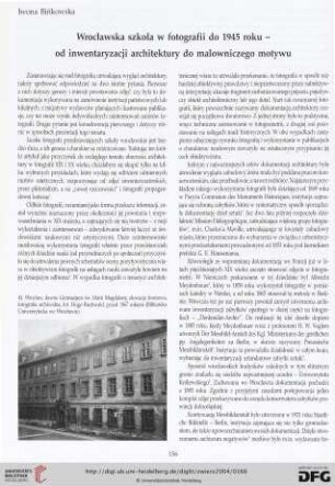 Wrocławska szkoła w fotografii do 1945 roku - od iwentaryzacji architektury do malowniczego motywu