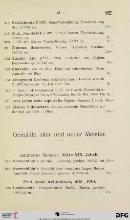 Gemälde alter und neuer Meister (Nr. 328-406)