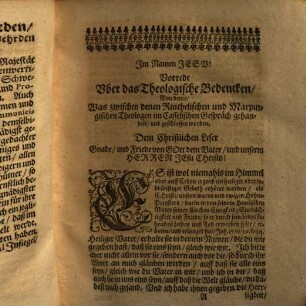 Der theologischen Fakultät bey der Churf. Sächsischen Universität Wittenberg Bedencken über dem Casselschen Colloquio ... A[nn]o 1661 ...