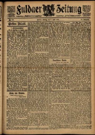Erste Ausgabe vom Freitag, den 09. Juni 1905.