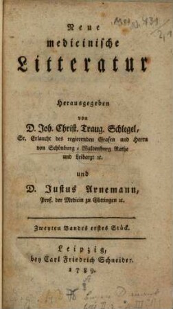 Neue medicinische Litteratur. 2,1. 1789