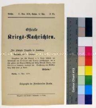 Kriegsdepesche des Norddeutschen Bundes über die Kriegsereignisse vom 11.11.1870 bei Orléans