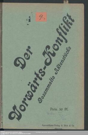 Der Vorwärts-Konflikt : gesammelte Aktenstücke