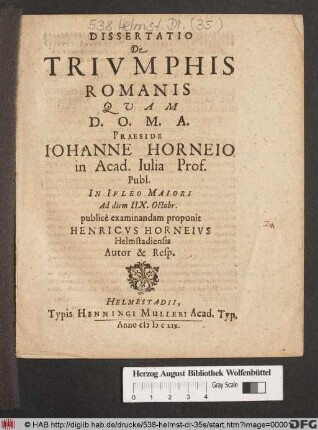 Dissertatio De Triumphis Romanis