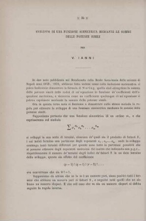 Sviluppo di una funzione simmetrica mediante le somme delle potenze simili.