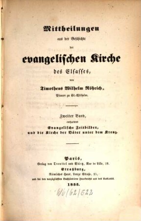 Mittheilungen aus der Geschichte der evangelischen Kirche des Elsasses, 2. Evangelische Zeitbilder, und die Kirche der Väter unter dem Kreuz