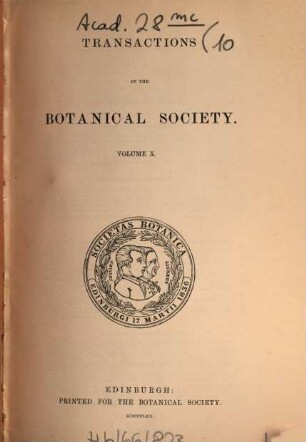 Transactions and proceedings of the Botanical Society of Edinburgh. 10. 1870