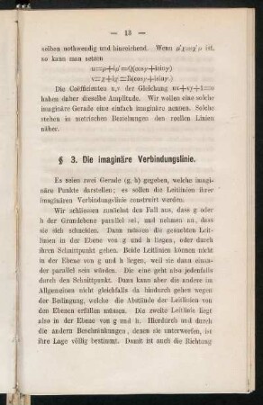 § 3. Die imaginäre Verbindungslinie