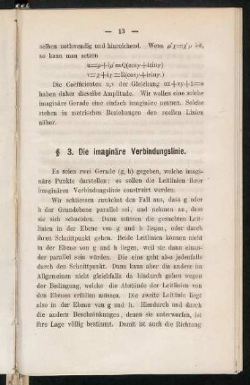 § 3. Die imaginäre Verbindungslinie