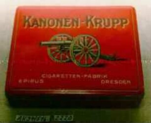 Blechdose für 20 Stück "KANONEN-KRUPP-CIGARETTEN" EPIRUS DRESDEN