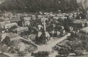 Hainichen : Luftbild, im Vordergrund die Trinitatiskirche