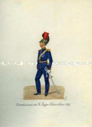 Uniformdarstellung, Unterleutnant der Feldartillerie, Königreich Bayern, 1859.