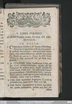 [a)] Scriptores Iuris Civilis Et Criminalis.