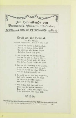 Zur Heimatkunde von Brandenburg, Pommern, Mecklenburg