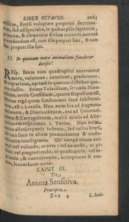 Caput III. De Anima Sensitiva.