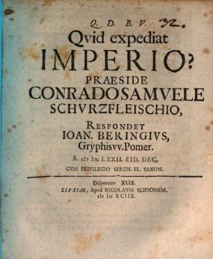 Quid expediat imperio?