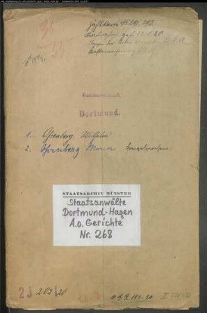 Angeklagter: Ossenberg, Wilhelm: Landfriedensbruch (Plünderungen usw. in Hamm am 3.- 4.7.1919)
