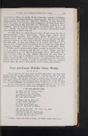 Zwei unbekannte Gedichte Klaus Groths.